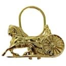 CELINE Chaveiro para carruagem de cavalos em metal dourado Auth ar11605b - Céline