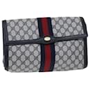 GUCCI GG Supreme Sherry Line Clutch Bag PVC Navy Red 89 01 007 Auth yk11471 - Gucci