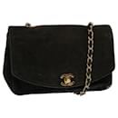 Bolsa de ombro com corrente CHANEL Diana Matelasse camurça preta CC Auth 69992UMA - Chanel