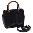 GUCCI Bamboo Hand Bag Leather 2way Black 000 122 0316 auth 69772 - Gucci