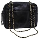 CHANEL Matelasse Chain Shoulder Bag Leather Black CC Auth bs13119 - Chanel
