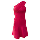 Herve Leger Bright Pink One Shoulder Sydney Dress - Autre Marque