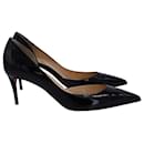 Christian Louboutin Iriza Pointed-Toe Pumps in Black Patent Calf Leather