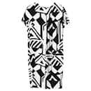 Vestido Max Mara com estampa geométrica em poliéster preto e branco