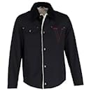 Valentino Garavani Shearling-Collar Jacket in Black Wool