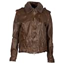 Neil Barrett Shearling-Collar Jacket in Brown Leather