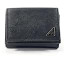 Prada Saffiano Trifold Wallet Leather Short Wallet 2MH021 in Excellent condition