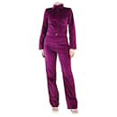 Purple velour cropped jacket and straight-leg trousers - size M - Autre Marque
