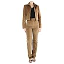 Brown velour cropped jacket and straight-leg trousers - size S - Autre Marque