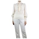 Cream high-neck frill blouse - size UK 10 - Zimmermann