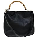 GUCCI Bamboo Shoulder Bag Leather 2way Black Auth 70242 - Gucci