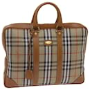 Burberrys Nova Check Hand Bag Canvas Beige Brown Auth bs13065 - Autre Marque