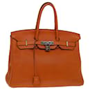 HERMES BIRKIN 35 Hand Bag Leather Orange Auth 69383S - Hermès