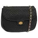 BALLY Quilted Chain Shoulder Bag Leather Black Auth mr022 - Bally