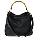 GUCCI Bamboo Shoulder Bag Leather 2way Black Auth 70240 - Gucci