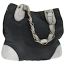 CHANEL COCO Mark Chain Tote Bag Toile Cuir Gris CC Auth yk11402 - Chanel