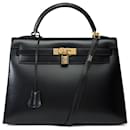 Hermes Kelly Tasche 32 aus schwarzem Leder - 101772 - Hermès