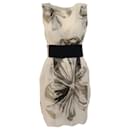 Vera Wang Vestido de organza de seda sem mangas marfim com cinto - Autre Marque