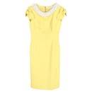 Dior Embellished Knee Length Dress in Pastel Yellow Cotton