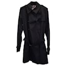 Burberry Belted Trench Coat in Black Cotton