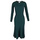 Reformation Evan Ribbed Midi Dress in Green Recycled Cashmere