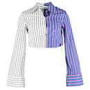 Off White C/o Virgil Abloh Striped Cropped Shirt In Multicolor Cotton