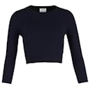ACNE STUDIOS 3/4 Sleeve Cropped Sweater in Navy Blue Wool - Acne