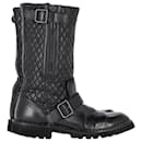 Chanel Quilted Motorcycle Boots in Black Leather