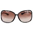 Burgundy tinted oversized sunglasses - Tom Ford