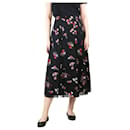Black floral lace-trimmed midi skirt - size UK 8 - Red Valentino