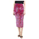 Falda midi de terciopelo con estampado de leopardo rosa - Talla M - Emilio Pucci