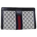 GUCCI GG Supreme Sherry Line Clutch Bag PVC Navy Red 010 378 Auth yk11431 - Gucci