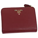 PRADA Bifold Wallet Safiano leather Red Auth ep3880 - Prada
