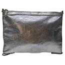 SAINT LAURENT Clutch Bag Leather Silver Auth yk11389 - Saint Laurent