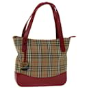 BURBERRY Nova Check Tote Bag Toile Beige Rouge Auth 69899 - Burberry