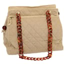 CHANEL Tote Bag Canvas Beige CC Auth 69969 - Chanel
