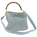 GUCCI Bamboo Shoulder Bag Suede 2way Light Blue Auth 70205 - Gucci