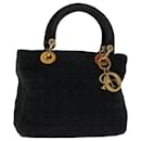 Christian Dior Lady Dior Canage Hand Bag Nylon Black Auth bs13356