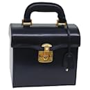 GUCCI Ready Lock Hand Bag Leather Navy 000 01 0246 Auth yk11418 - Gucci