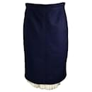 Louis Vuitton Azul Marino / Falda de lino con dobladillo de tul color marfil - Autre Marque
