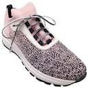 Prada pink / Black High Tech Fabric Knit Rubber Sole Sneakers - Autre Marque