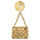 Spilla per borsa con patta trapuntata Chanel in oro CC