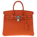 Hermes Orange Clemence Birkin 25 - Hermès