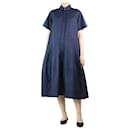 Navy blue short-sleeved midi shirt dress - size UK 8 - Autre Marque