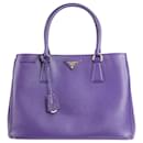 Purple medium Saffiano leather Galleria top handle bag - Prada