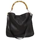 GUCCI Bamboo Shoulder Bag Leather 2way Brown Auth 70148 - Gucci