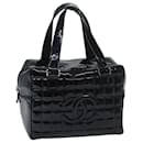 CHANEL COCO Mark Choco Bar Hand Bag Patent leather Black CC Auth bs13238 - Chanel
