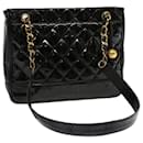CHANEL Matelasse Chain Shoulder Bag Patent leather Black CC Auth bs13118 - Chanel