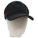 GUCCI GG Canvas Web Sherry Line baseball cap Cap L Black Red 200035 Auth yk11501 - Gucci