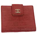 CHANEL Icon Line Bifold Wallet Leather Red CC Auth ep3882 - Chanel